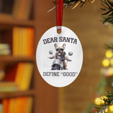 Bulldog Biker Aluminum Christmas Ornament